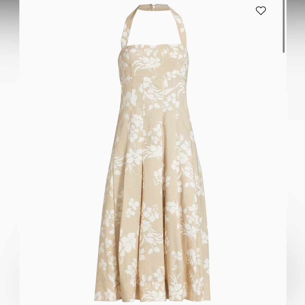 Veronica Beard Amalia midi dress Floral Linen-Blend Halter